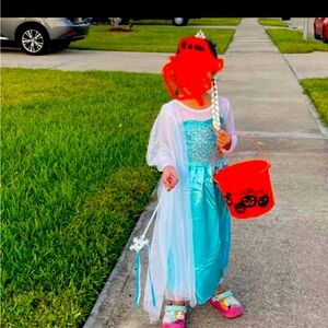 Elsa costume with braids and wand 3-5 years